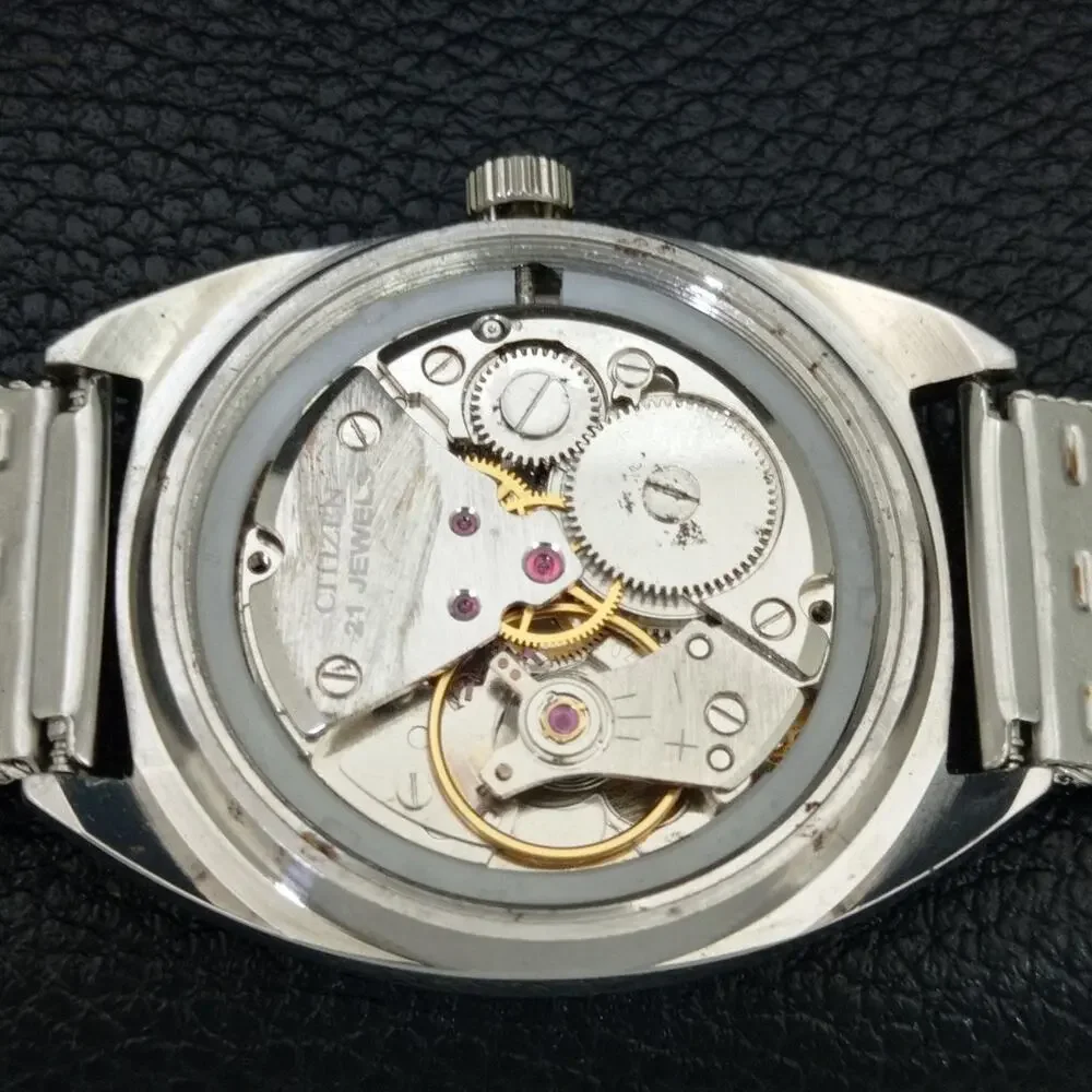 Vintage 1987 Citizen Manual Wound Mens Silver Watch & Silver Accents